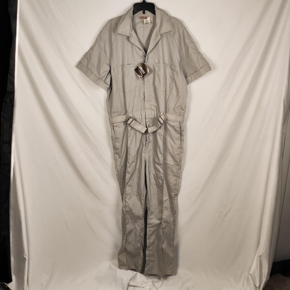 Walls Coveralls Mens Large Gray Short Sleeve Mechanic Workwear Twill Jumpsuit